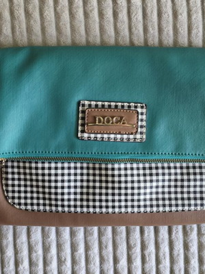 Doca women's crossbody bag like new, brown and green, 30×20 cm