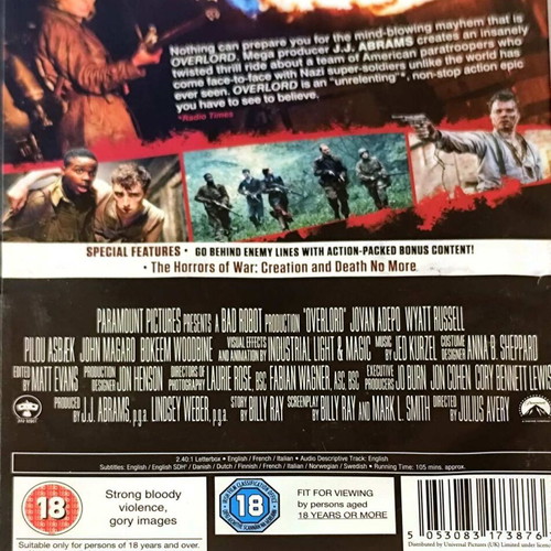 Overlord DVD used action horror movie with English subtitles