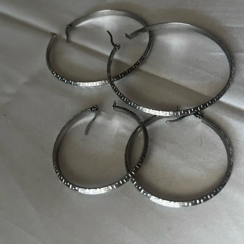 Hoop earrings two sets steel, 6cm and 3cm