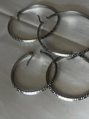 Hoop earrings two sets steel, 6cm and 3cm