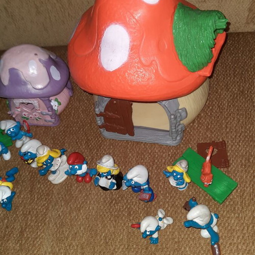 Smurfs Village vintage collectible figures used