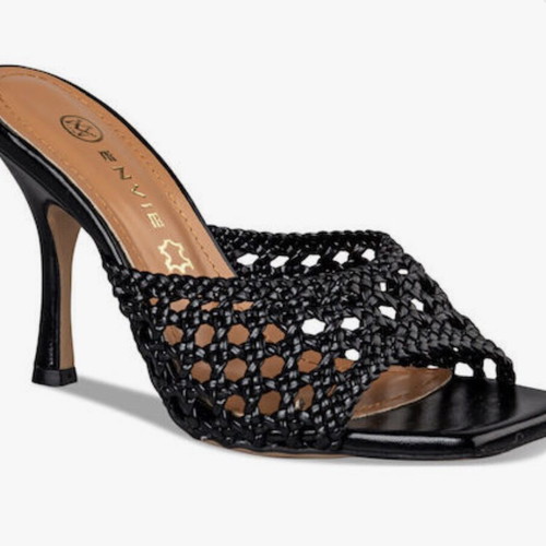 Mules with thin heel in black, new by Envie Shoes
