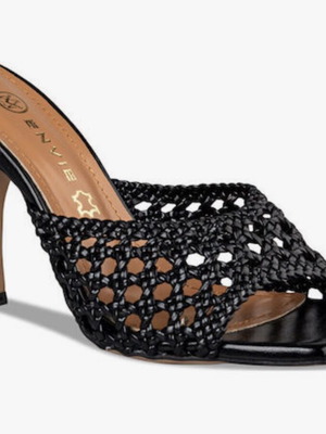 Mules with thin heel in black, new by Envie Shoes
