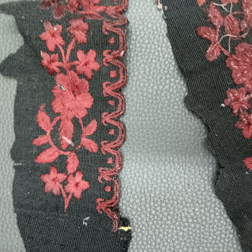Traditional dress piece used, lower part with embroidery