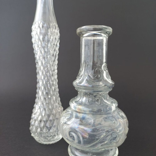 Set of 2 vintage glass carafes like new