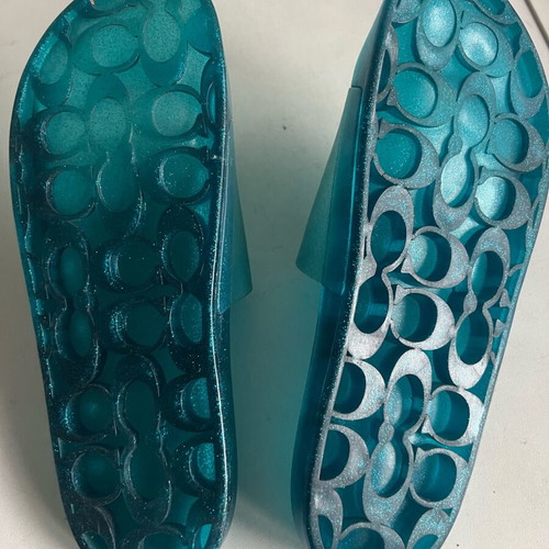 Coach Ulysses Jelly Translucent Aqua Slide Sandals New EU41