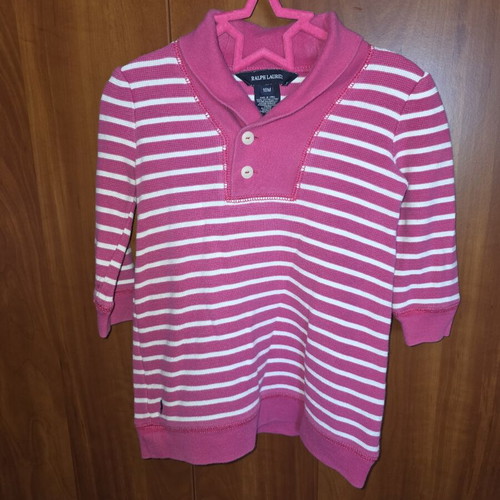 Ralph Lauren knitted sweater pink and white stripes 18 months like new