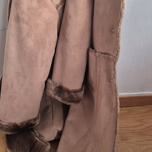 Children's coat new with eco fur camel brown for girls 10-12 years