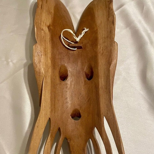 Vintage wooden handmade warrior mask from Far East like new