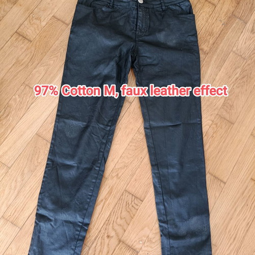 Pink Woman skinny pants with faux leather effect, black, size M