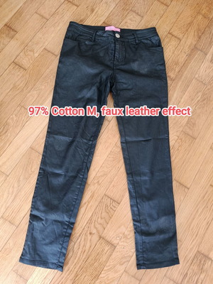 Pink Woman skinny pants with faux leather effect, black, size M