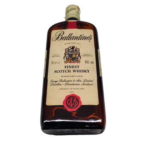 Empty Ballantine's Finest Scotch Whisky bottle 1970s used, vintage