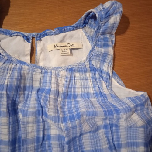 Massimo Dutti plaid dress for girl 9-10 years like new, blue