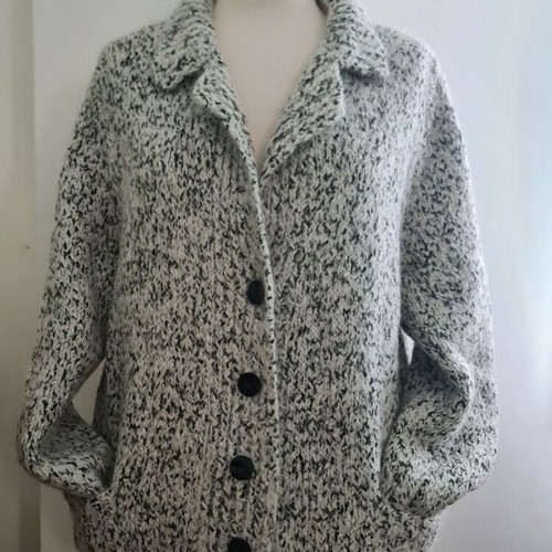 Vintage wool handmade cardigan used, gray