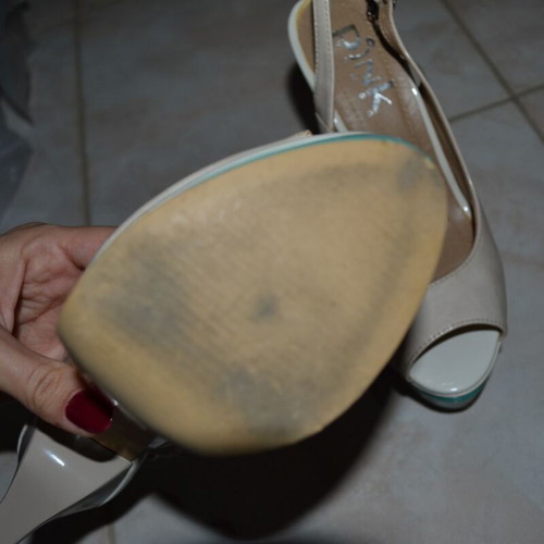 Pink wonman sandals lightly used, beige and turquoise, size 37