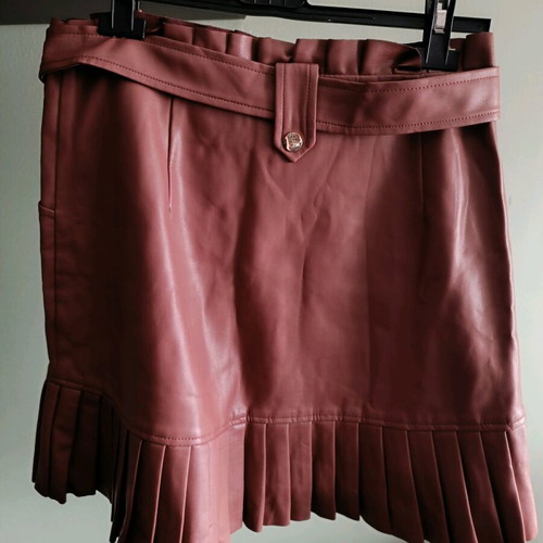 Zara mini skirt like new dusty rose high waist with belt and pleated hem