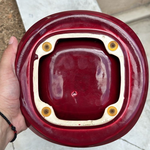 Laurent-Perrier ashtray used, red porcelain with gold details