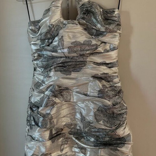 Party dress Zara new, grey metallic with patterns