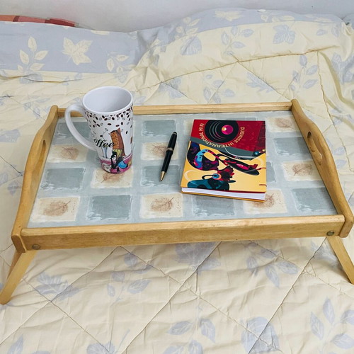 Wooden bed tray with folding legs like new