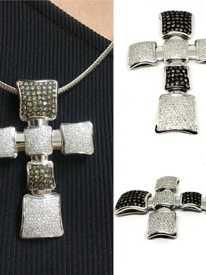 Σταυρός 18k με μπριγιάν καινούργιο, 5x7 cm, λευκόχρυσος 18 καράτια