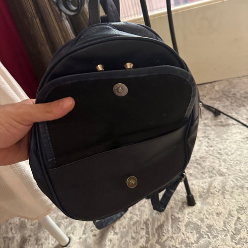 Mini backpack black leatherette with metal studs like new
