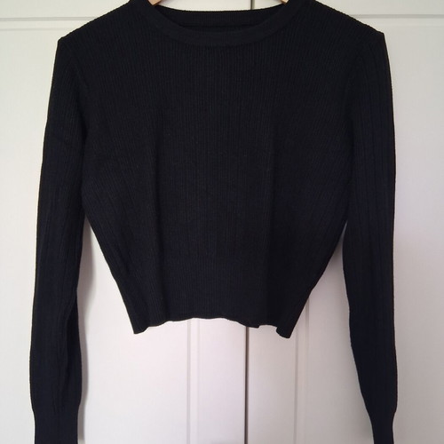Spring ribbed knit top new, black