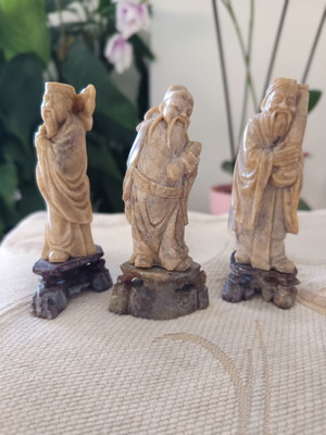 Feng Shui Three Wise Men soapstone figurines like new