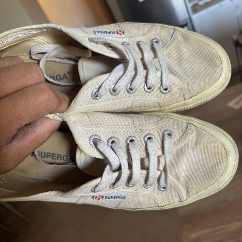 Superga sneakers used, beige, size 37