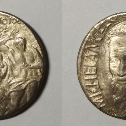 Michelangelo commemorative medal used, silver, collectible