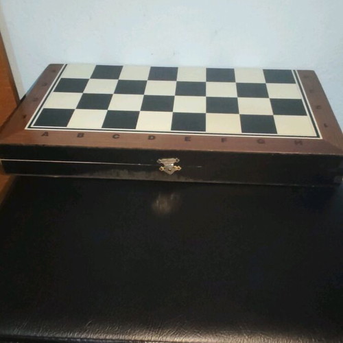 Wooden 2-in-1 board game used, chess and backgammon in case