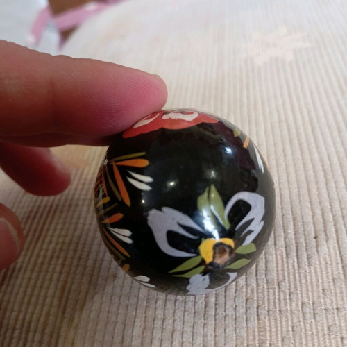 Handmade wooden painted egg vintage used