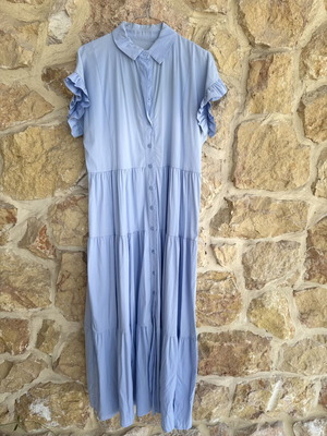 Baby Blue Midi Shirt Dress light blue cotton XL like new