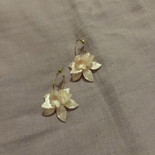 Hoop earrings with roses new, pink and gold