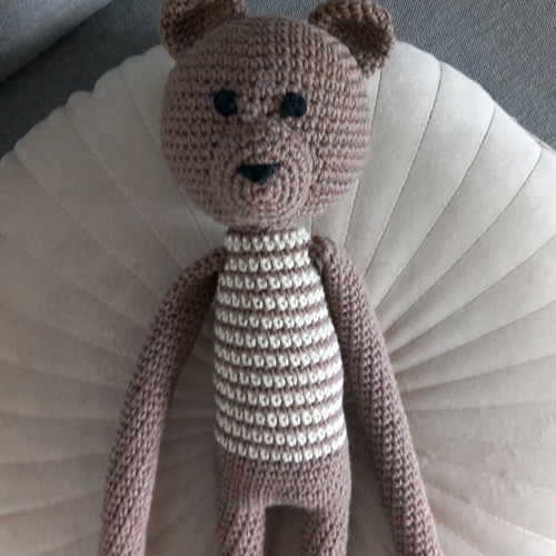 Handmade knitted teddy bear doll 40 cm new, cotton yarn