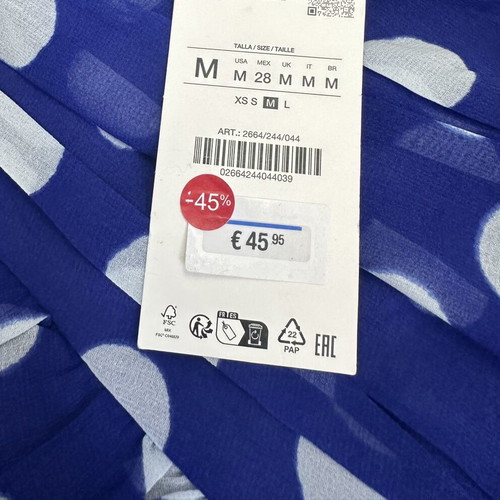 Zara dress new with tag, royal blue and white polka dots, size M