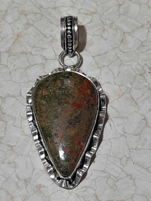 Silver 900 pendant with unakite, new, 5.5 cm height