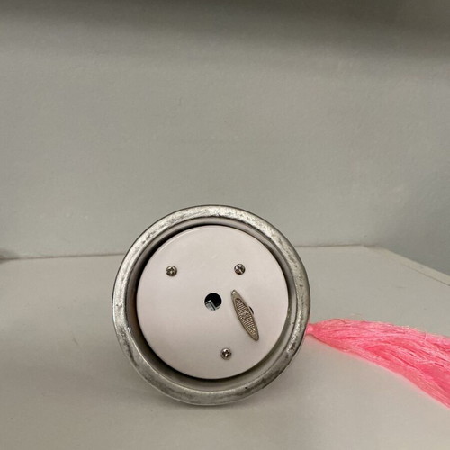 Silver music bell new with pink tassel