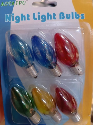 Colored light bulbs new, set of 6