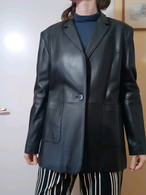 Oversized leather single-breasted jacket M new, black ASOS