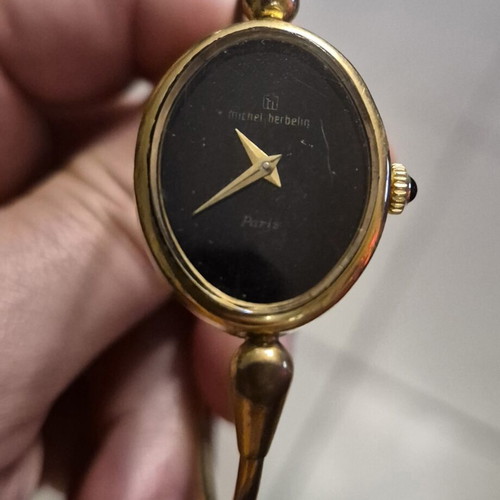 Michel Herbelin vintage gold-plated bangle watch