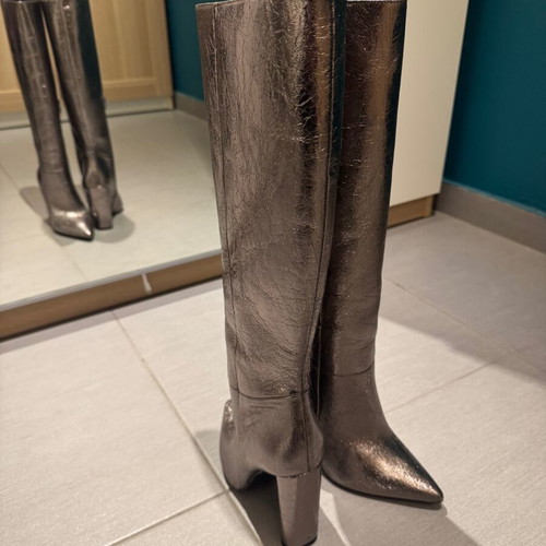 Sante silver boots new, size 37, 10cm heel