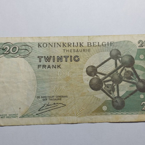 Belgium 20 Francs 1964 banknote used, good condition