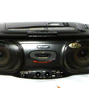 RETRO PORTABLE BOOMBOX RADIO AM/FM//CD//CASSETTE  PLAYER  SHARP  QT-CD44