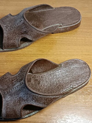 Old-style plastic slippers used, size 37