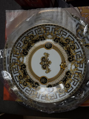 Versace Italy G-7602-7 Porcelain Dessert Plate Set 7pcs with 2 Cups