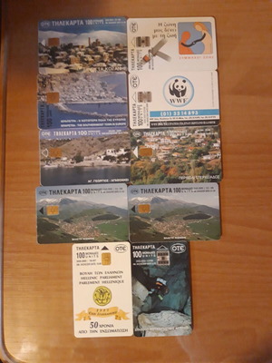 Phone cards used, pack of 10 pieces