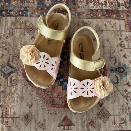 Yoshino anatomical girls' leather sandals size 25 like new pink gold