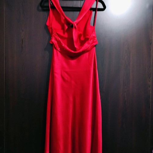 Lussile women's evening dress like new, red satin, formal