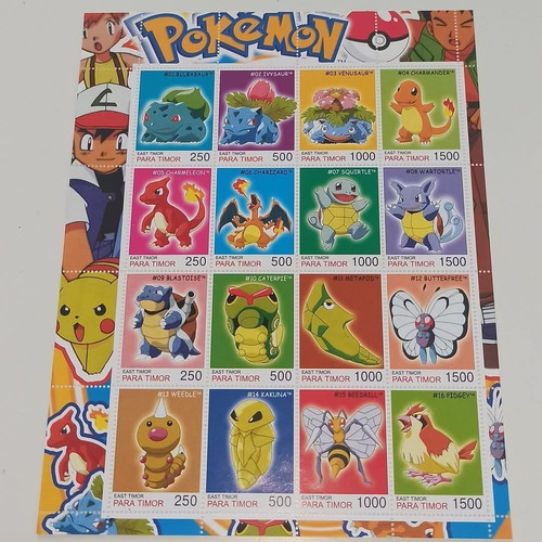 East Timor Pokemon stamps 2001 used, set of 8 sheets