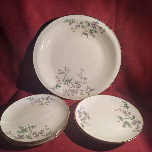 Furstenberg Germany plate set used, 1 large 25 cm and 6 small